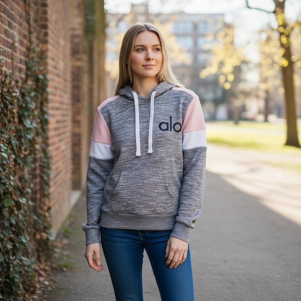 Reflex Life Is Out There Women's Space Dye Colorblock Hoodie Grey Pink White S